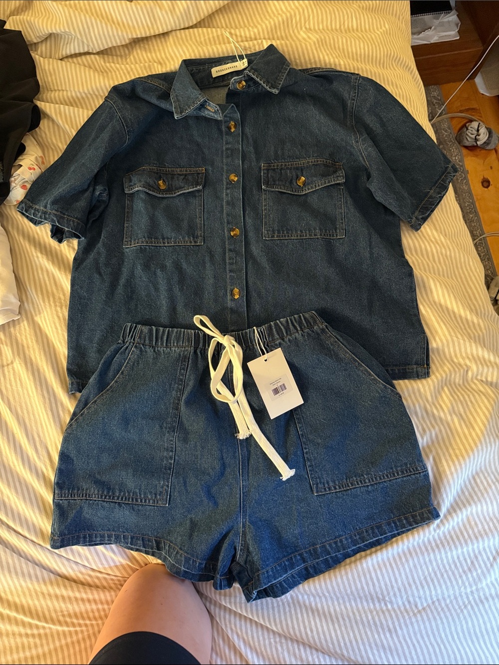 Denim Button-Down Short Sleeve Shirt - Dark Indigo
